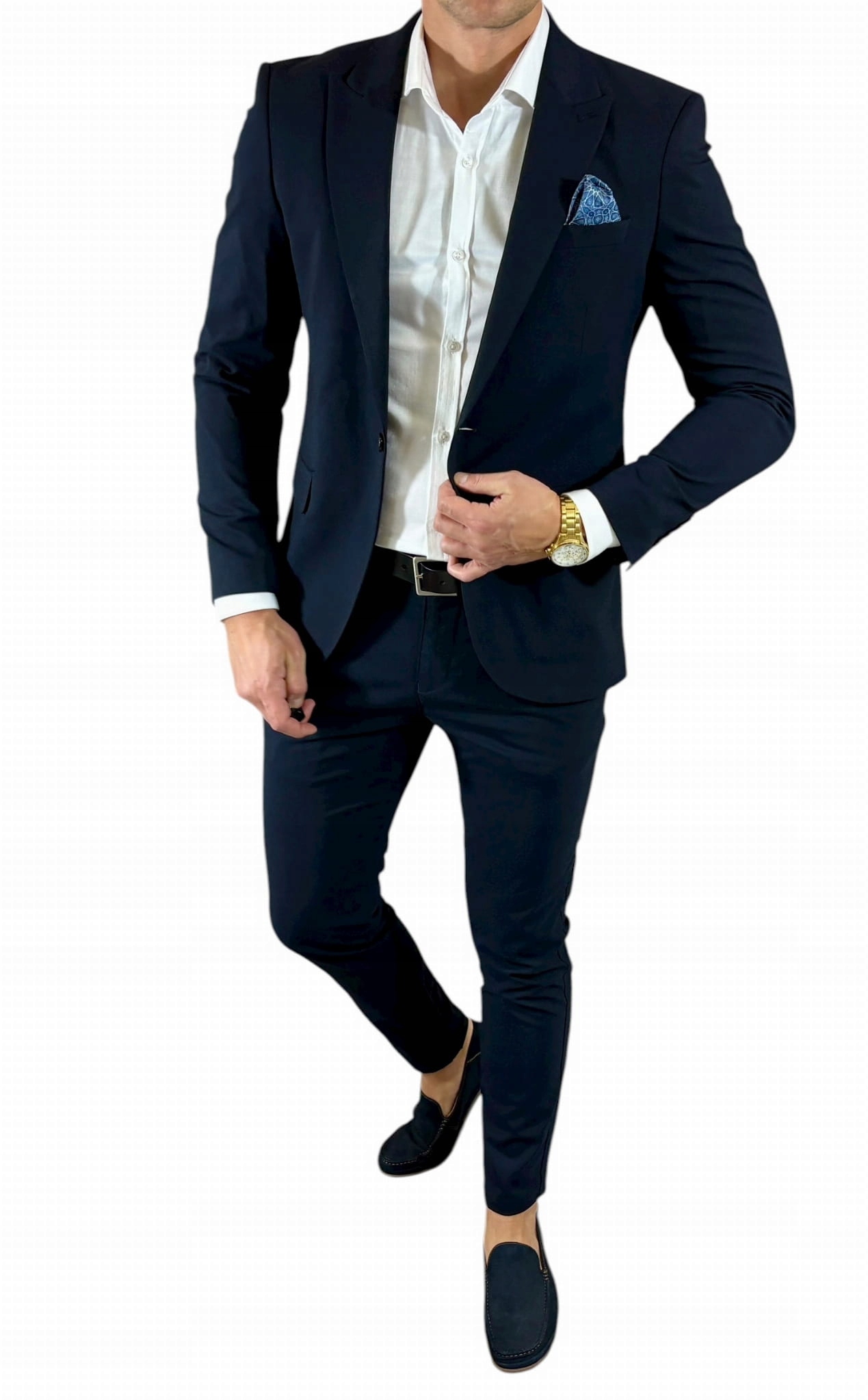 Pánský dvoudílný komplet hladký tmavý námořnická modrá DJG24 50