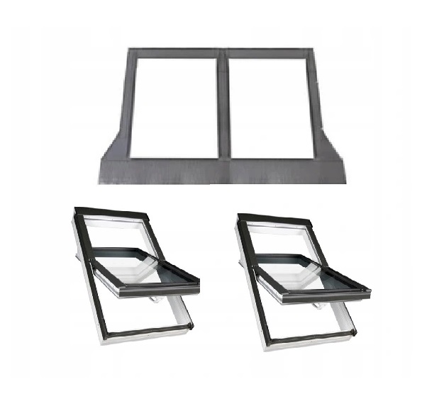 2 okna dachowe 3 szybowe OptiLight Tlp U4 78x160 kołnierz kombi Ral 7022