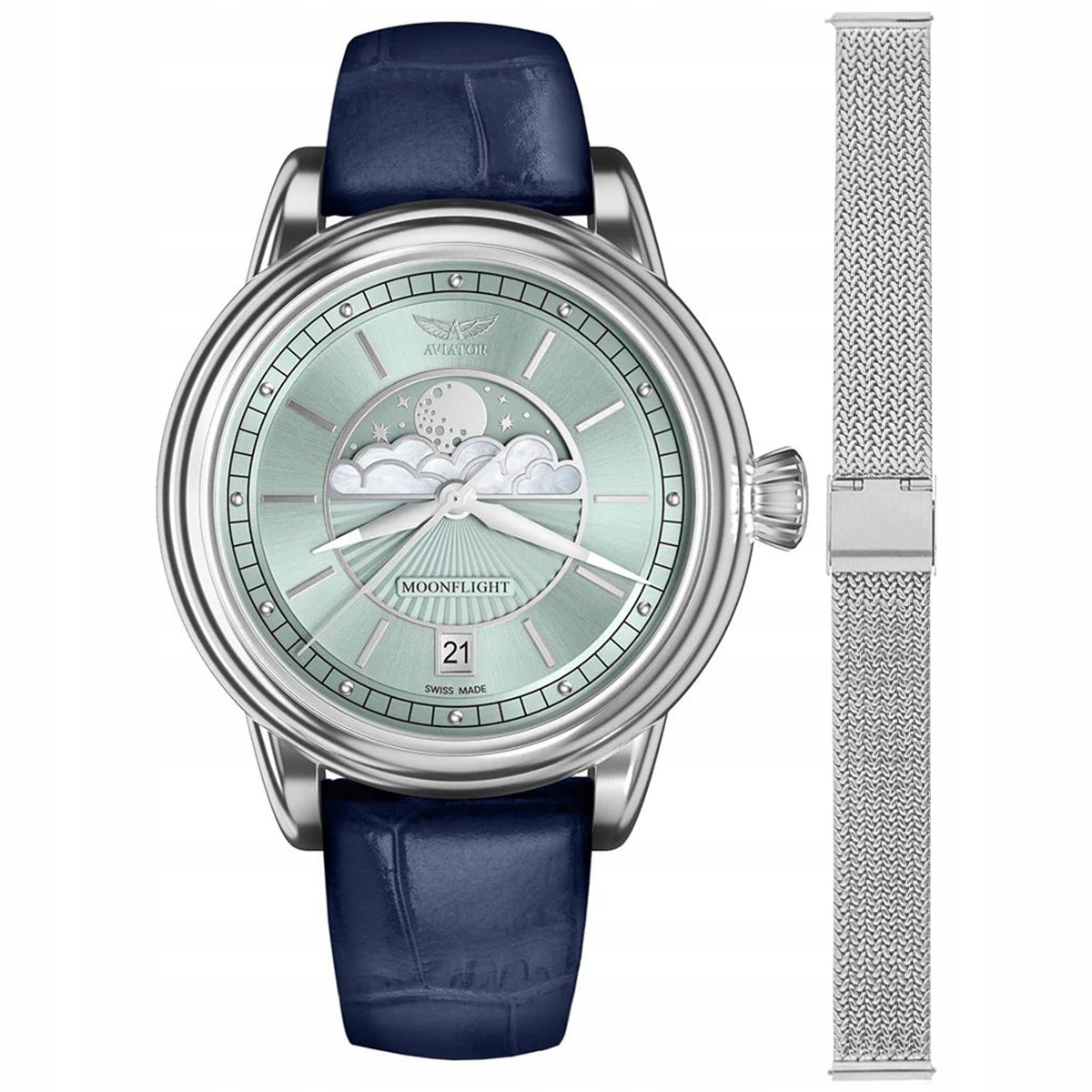 Dámské hodinky Aviator V.1.33.0.261.4.BLM-SET stříbrné