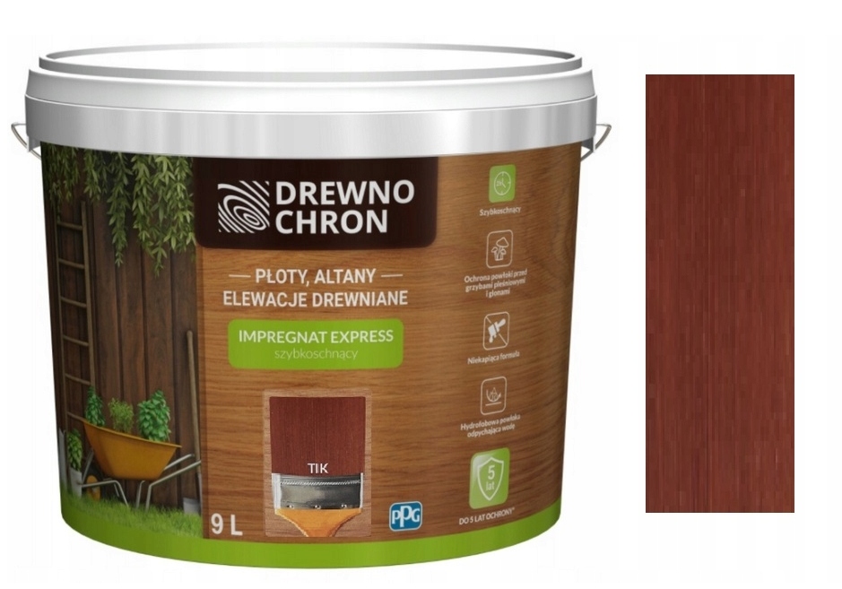 Drewnochron Impregnat Express Szybkoschnący 9l Tik Teak