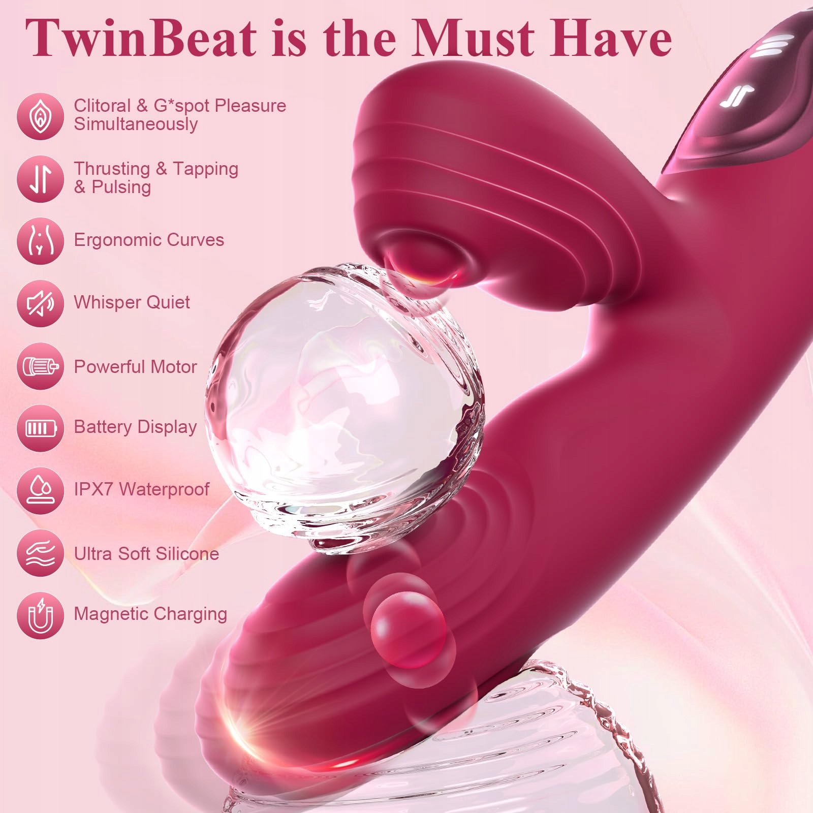 RABBIT G-Spot Wibrator 7 Funkcji Wodoodporny Dla Kobiet — miniatura 3