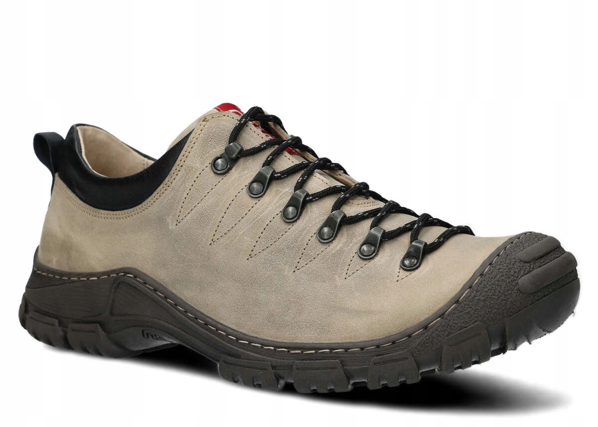 Nagaba 444 Krémová – Pohodlné Pánské Kožené Trekové Polobotky