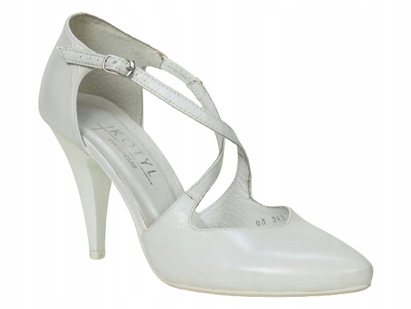 Bílé lico elegantní klasické svatební kožené taneční lodičky Kotyl 40