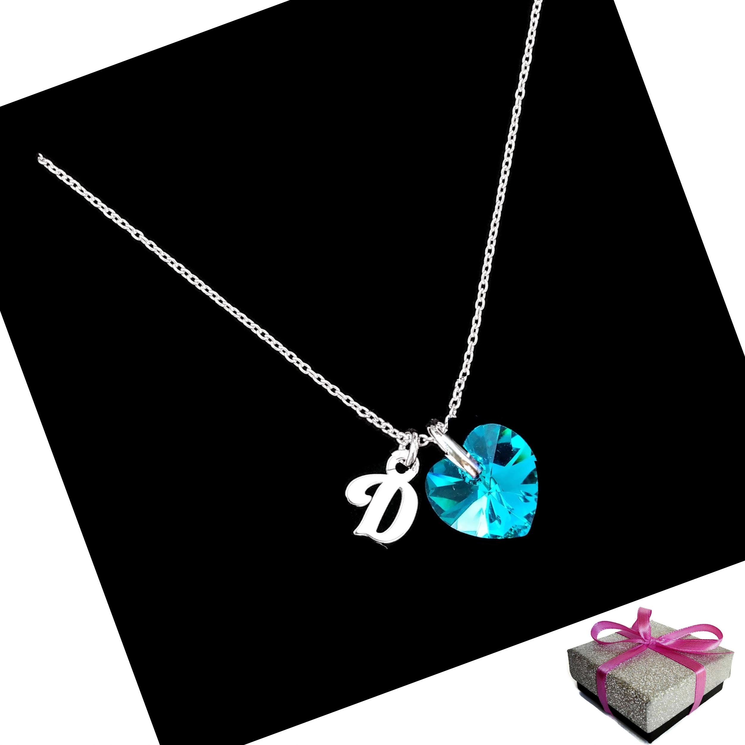 

Naszyjnik Litera D Literka D Serce Swarovski 925