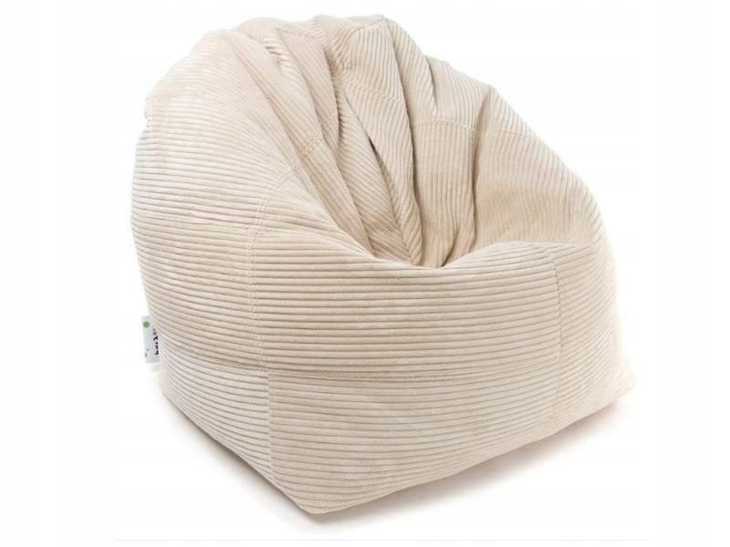 Pufa duży wygodny sztruksowy worek ecru salon