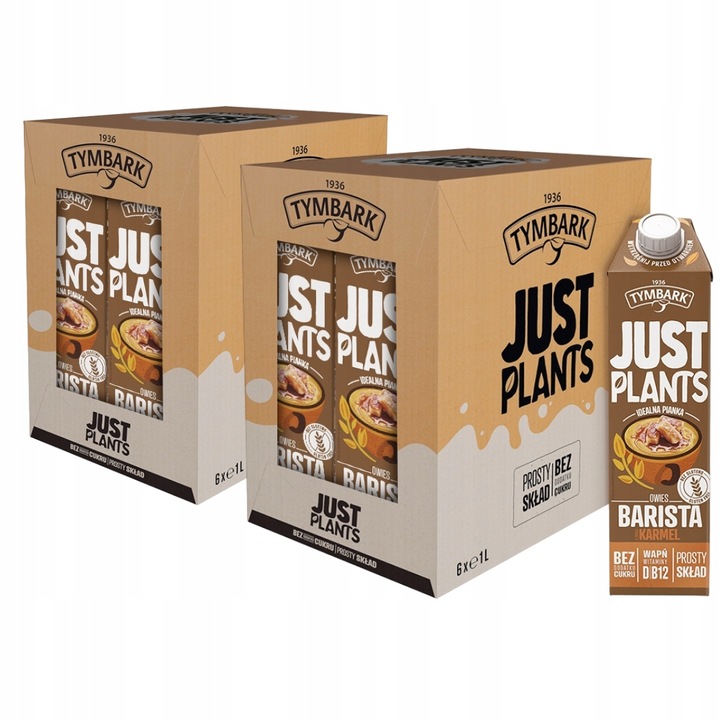 Levně Rostlinný nápoj Tymbark Just Plants Barista oves Karamel 12 x 1 l