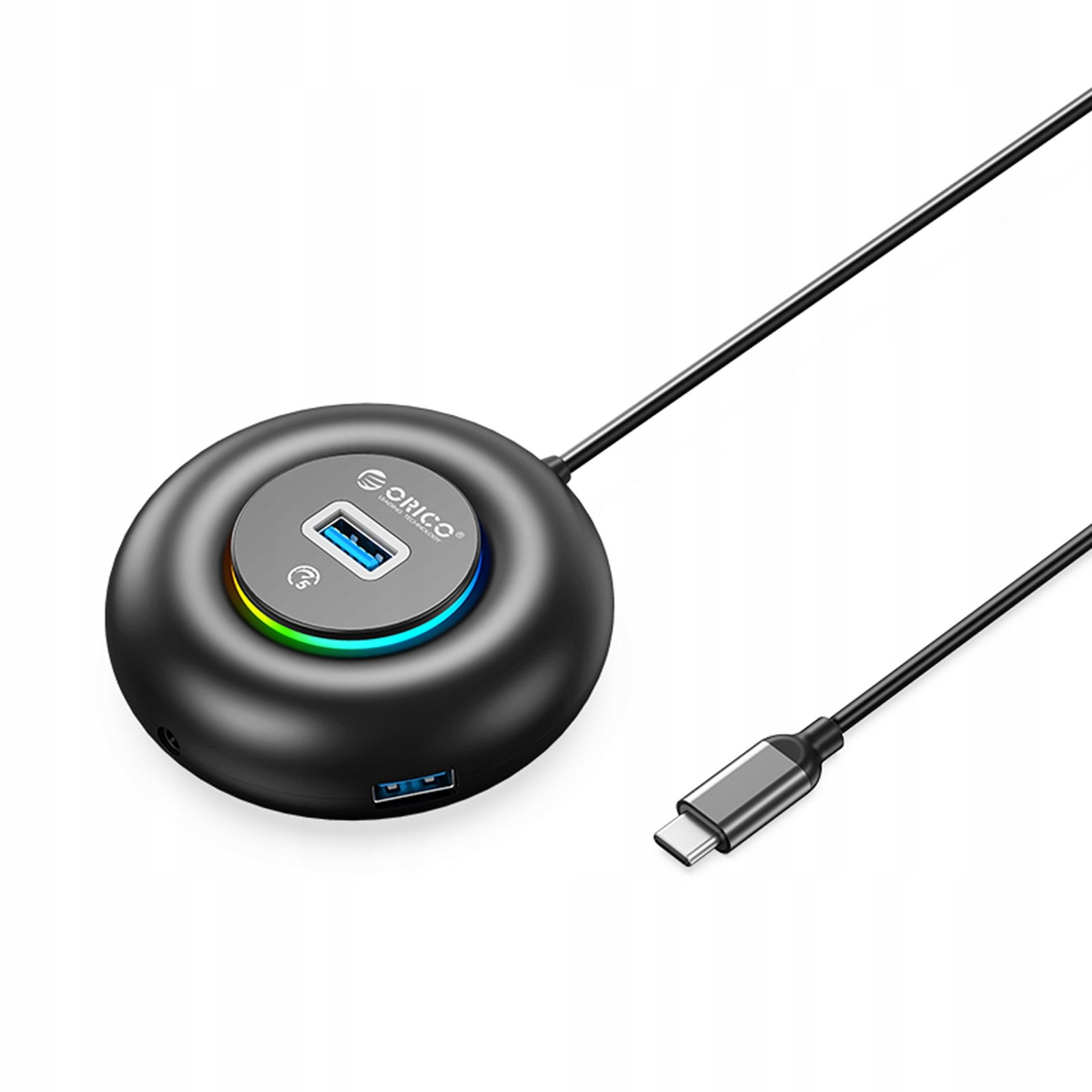 Hub adapter 4-portowy Usb-c Usb-a mini jack Rgb 0.3 m czarny