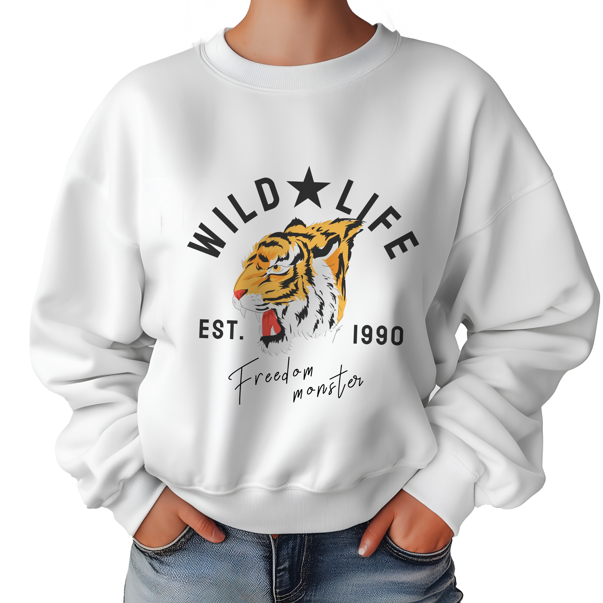 Mikina Bílá Dresová Wild Life Moderní stylové vzory Velikost M