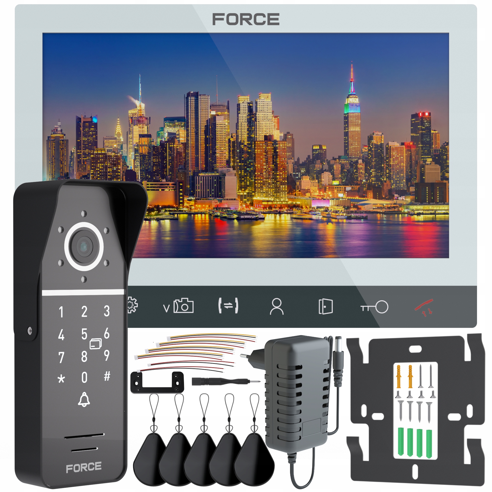 Videotelefon Force Ingo 7" Bílý Full Hd Čtečka Klíčenek Brána