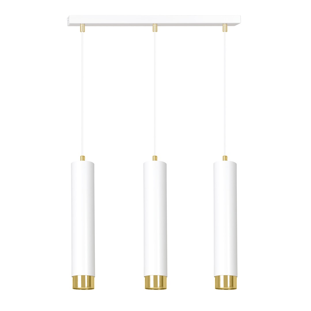 Závěsná lampa Kibo 3 bílá se zlatými doplňky, 3x GU10, 100 cm