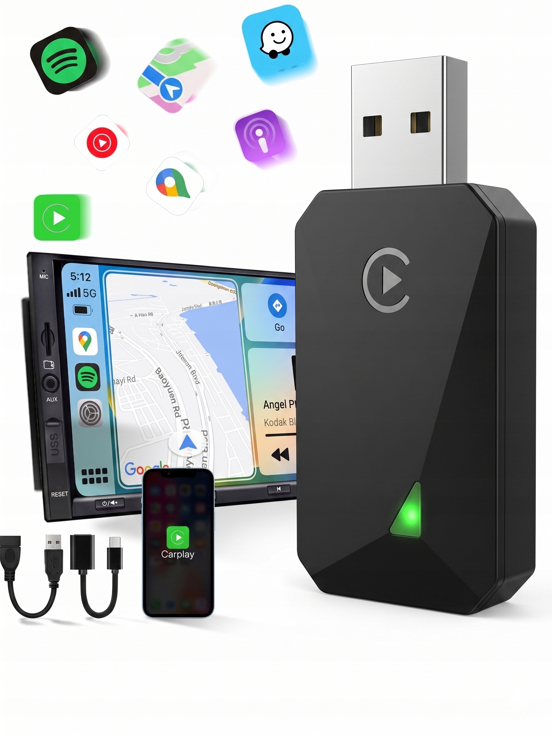 Adapter Bezprzewodowy Apple Android Carplay Moduł WiFi Usb-c