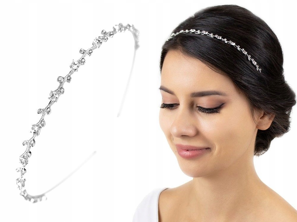 OPASKA DO WŁOSÓW ślubna CYRKONIE - kolor srebrny - OZDOBA Kolor dominujący srebrny