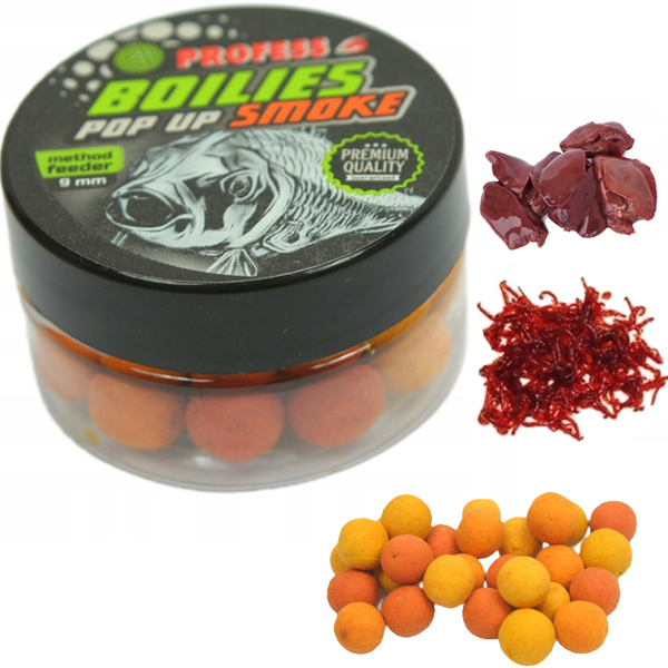 mini Kulki Pop Up profess Smoke Fluo 9mm method feeder Ochotka Wątroba
