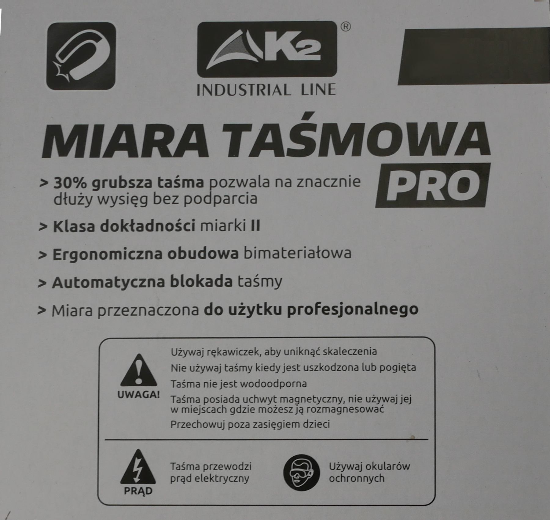 Miara taśma magnetyczna miernicza 3m PRO zwijana Kod producenta MT3