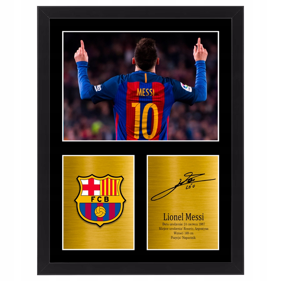 Obraz w ramce Leo Messi z autografem Fc Barcelona dla fana 70x50 cm