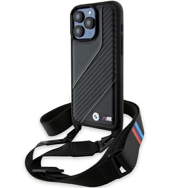 Pouzdro Bmw M Edition Carbon Stripe & Strap pro iPhone 15 Pro černé