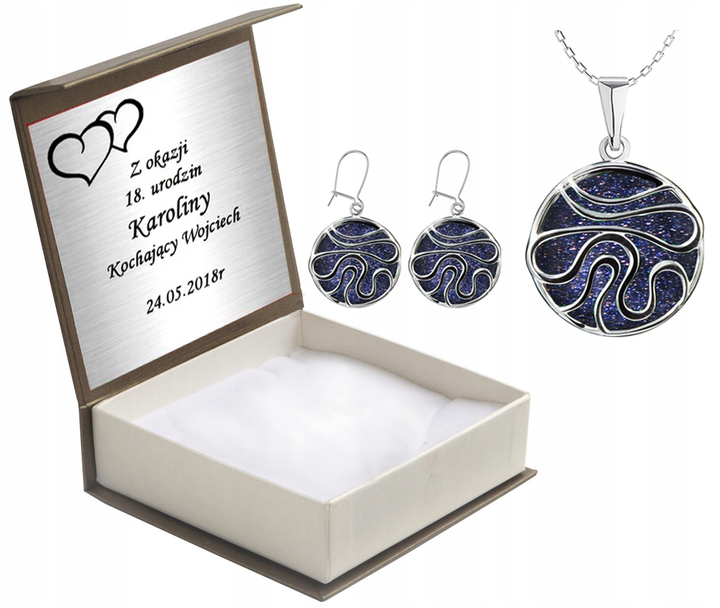 

Komplet Biżuterii Srebrnej Z Nocą Kairu + Grawer