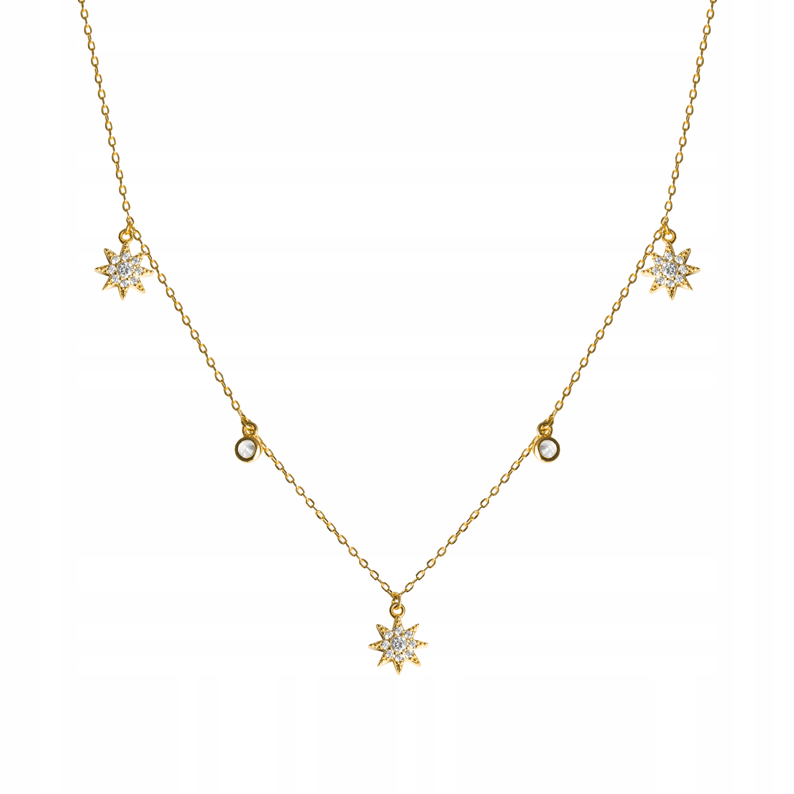 Naszyjnik pozłacany Ania Kruk złoty cyrkonie zawieszki gwiazdki srebro 925