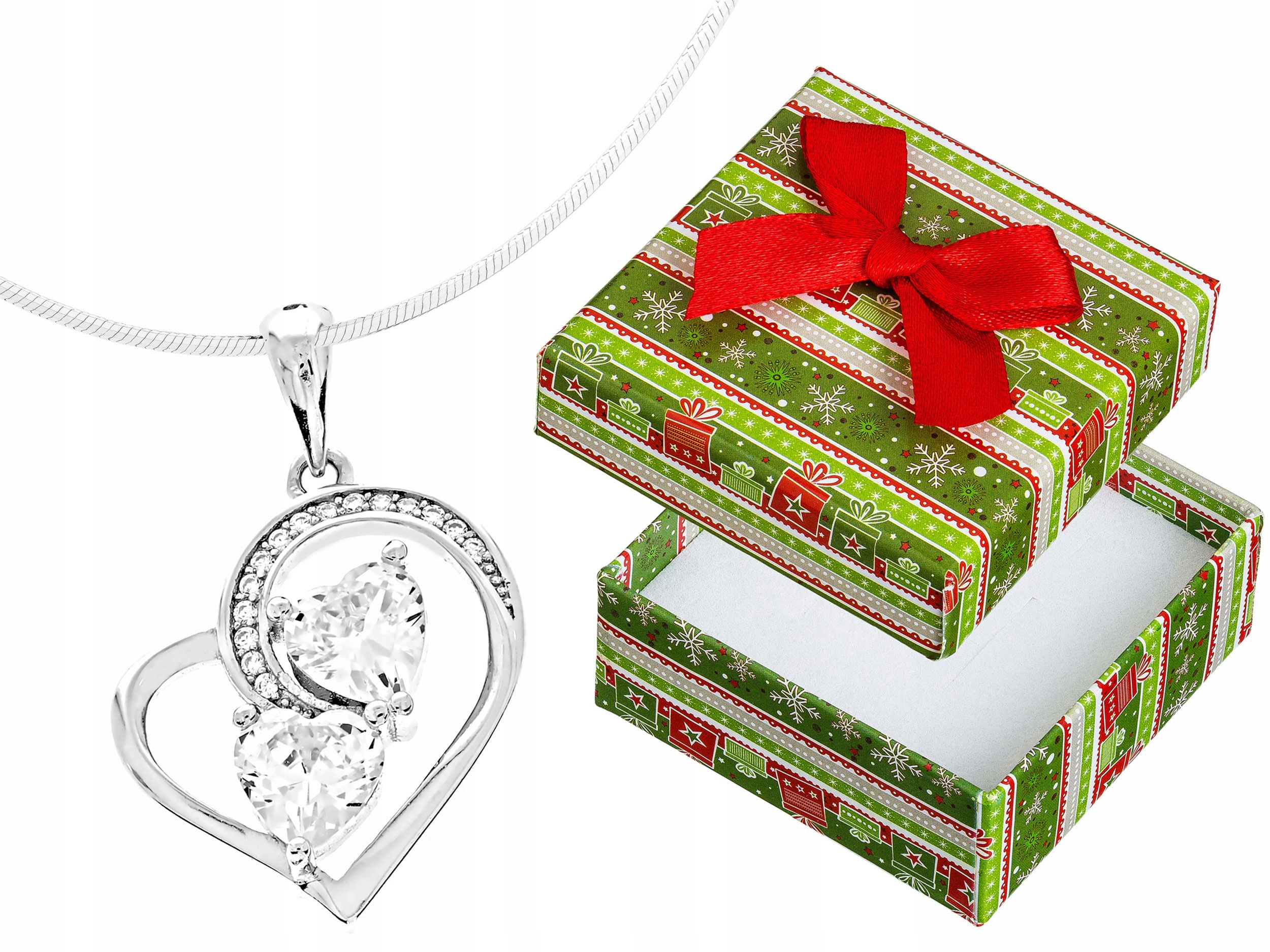 Dlouhý stříbrný asymetrický dámský náhrdelník Srdce se zirkony Stříbro 80 cm