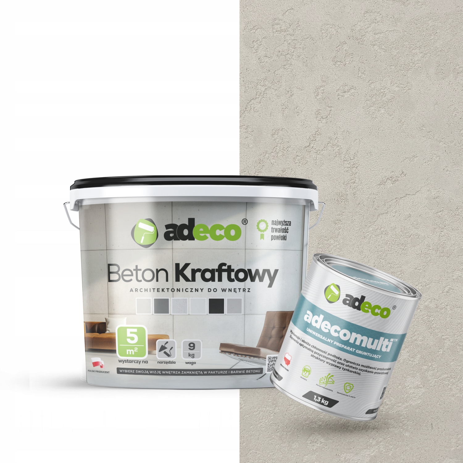 módní architektonický beton na stěny, krémová latte sada na 5 m2