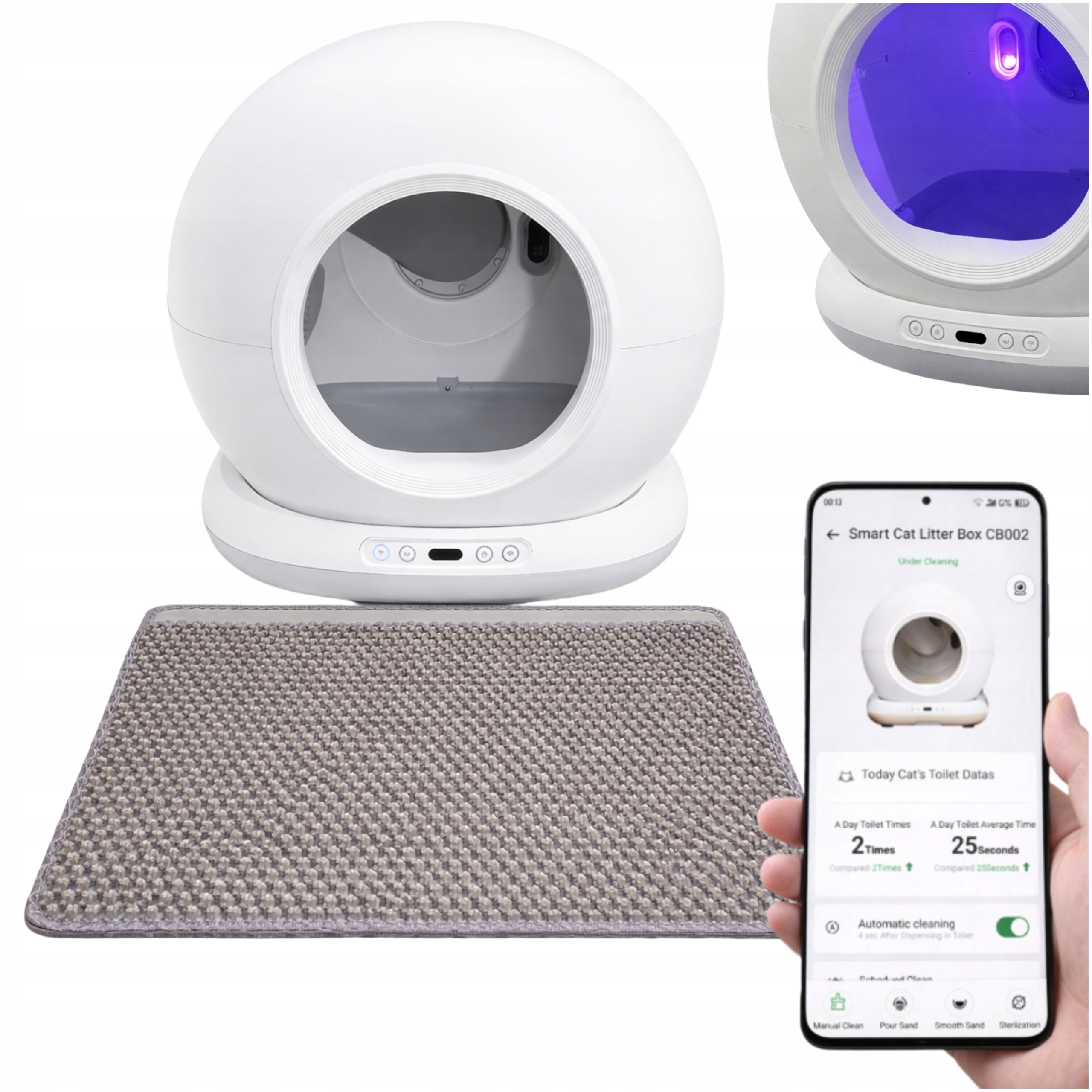 Inteligentna Kuweta Dla Kota Automatyczna Wifi Kamera Uv Aplikacja CB002