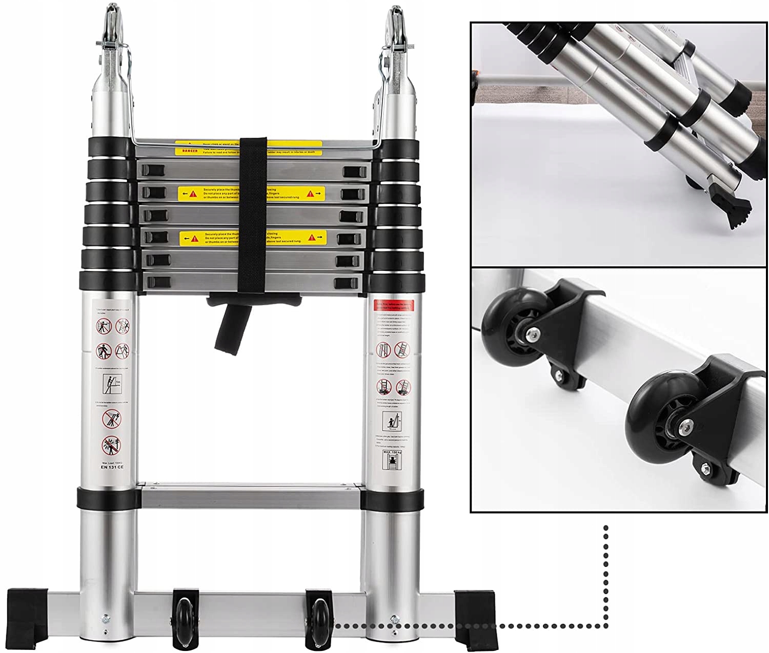 ШАРНИРНАЯ ТЕЛЕСКОПИЧЕСКАЯ ЛЕСТНИЦА 6,2 м + АКСЕССУАРЫ Количество ступенек 18