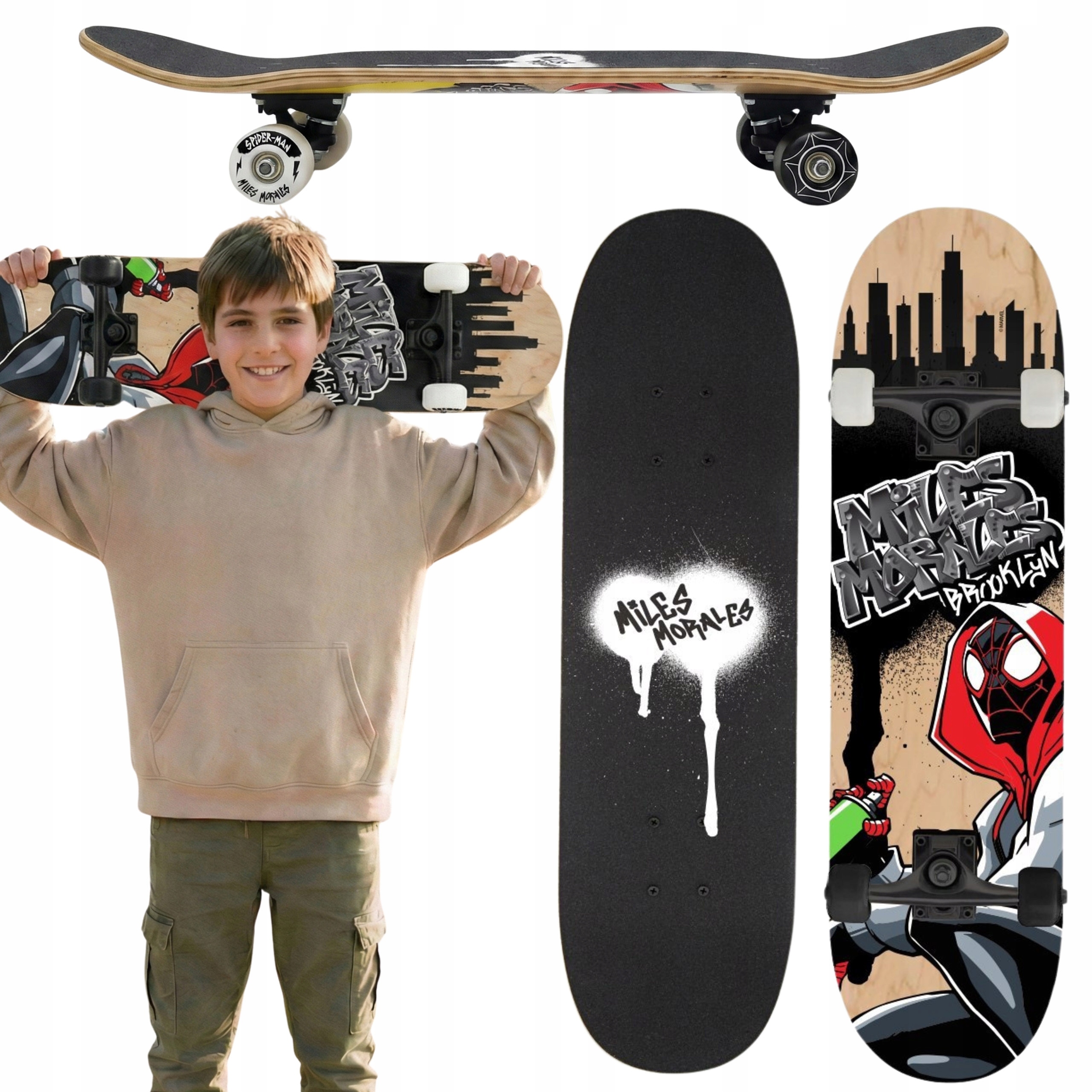 Spider-Man Miles Morales Młodzieżowa deskorolka Duża 79cm stabilna do 100kg