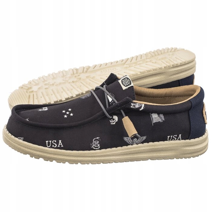 Polobotky Pánské Hey Dude Wally Stars N Skulls Print Black Černé