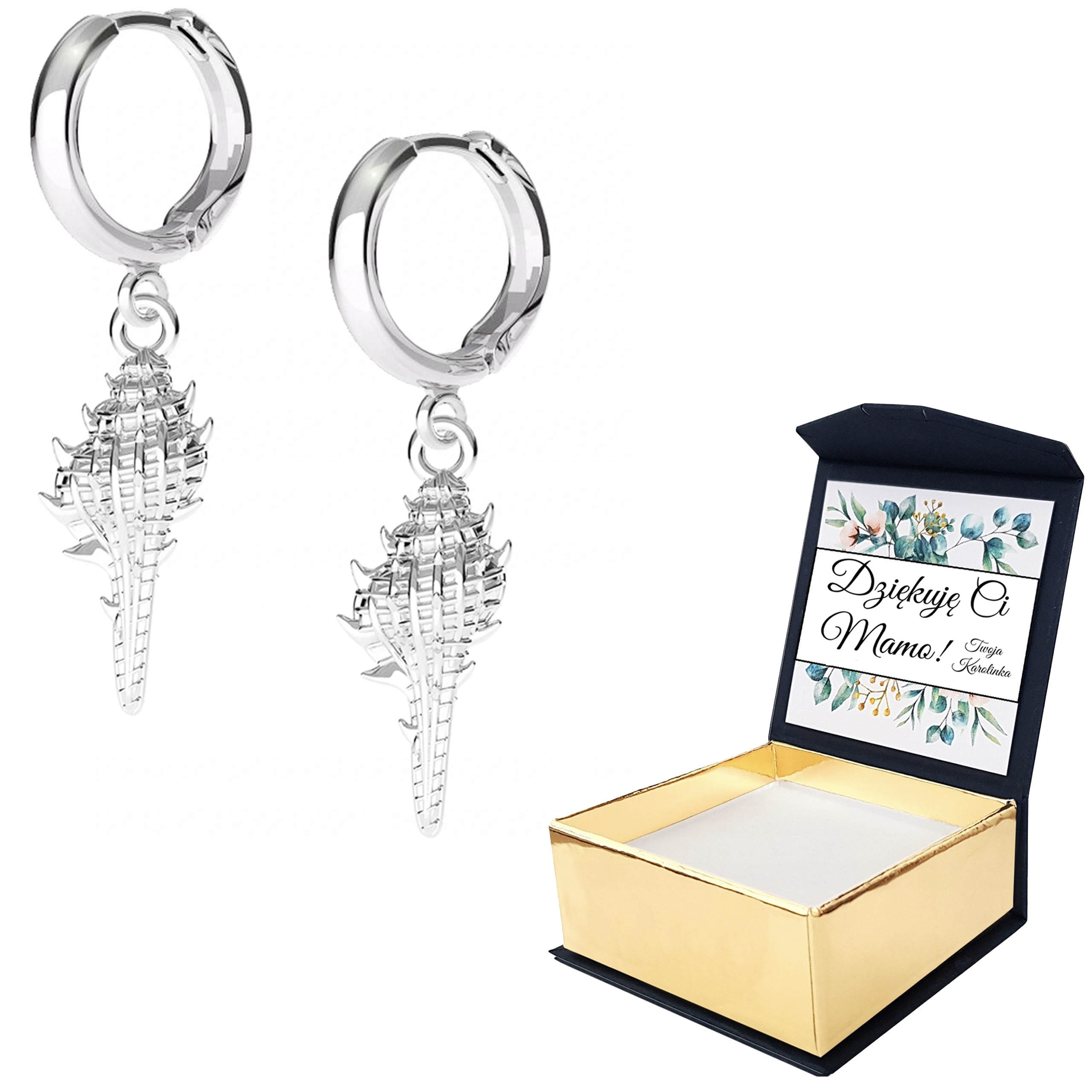 

Kolczyki srebrne Muszelka Muszla 925 Własny Nadruk