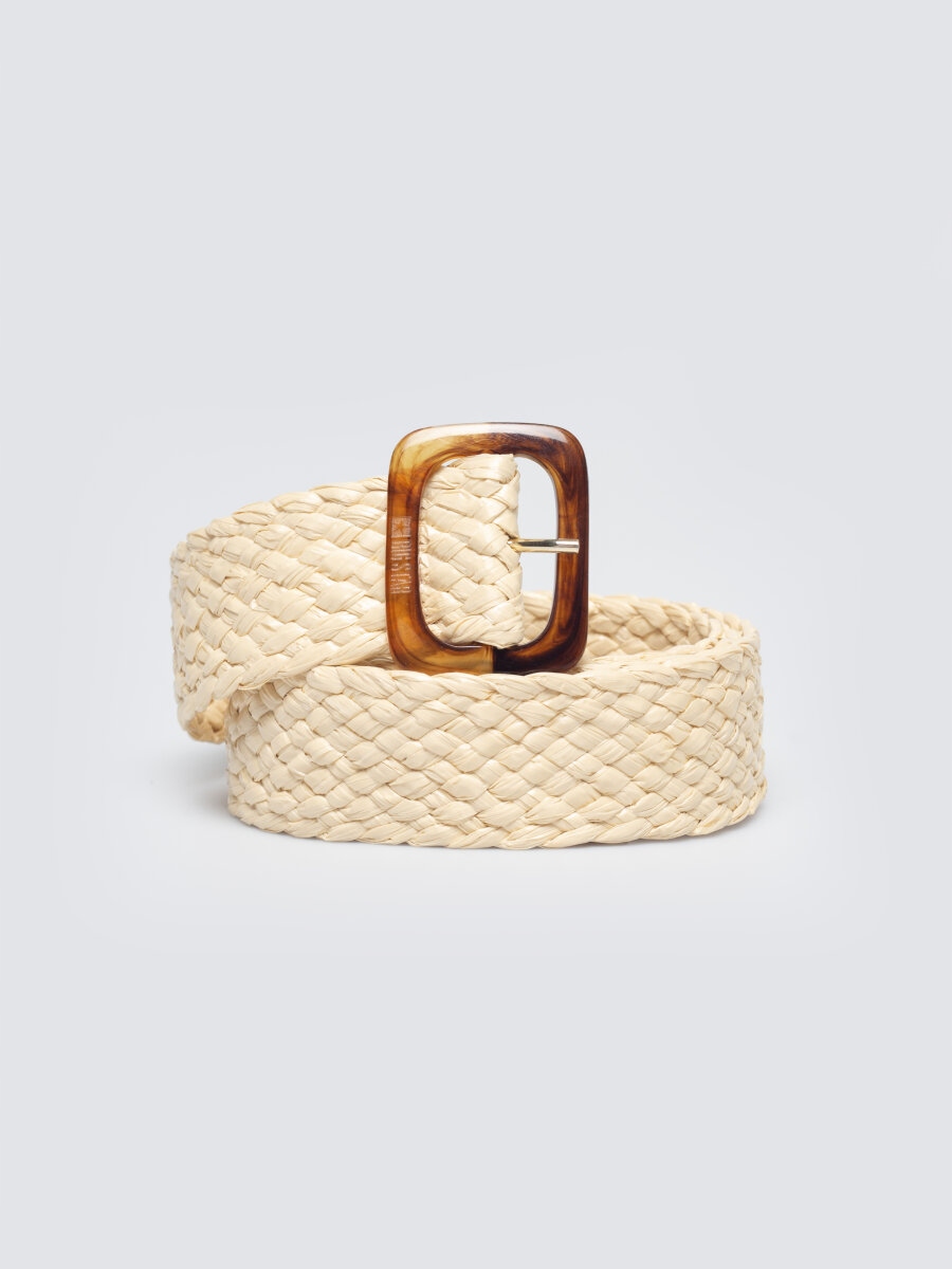 Big Star Pásek dámský pletený krémový Piel 102 L