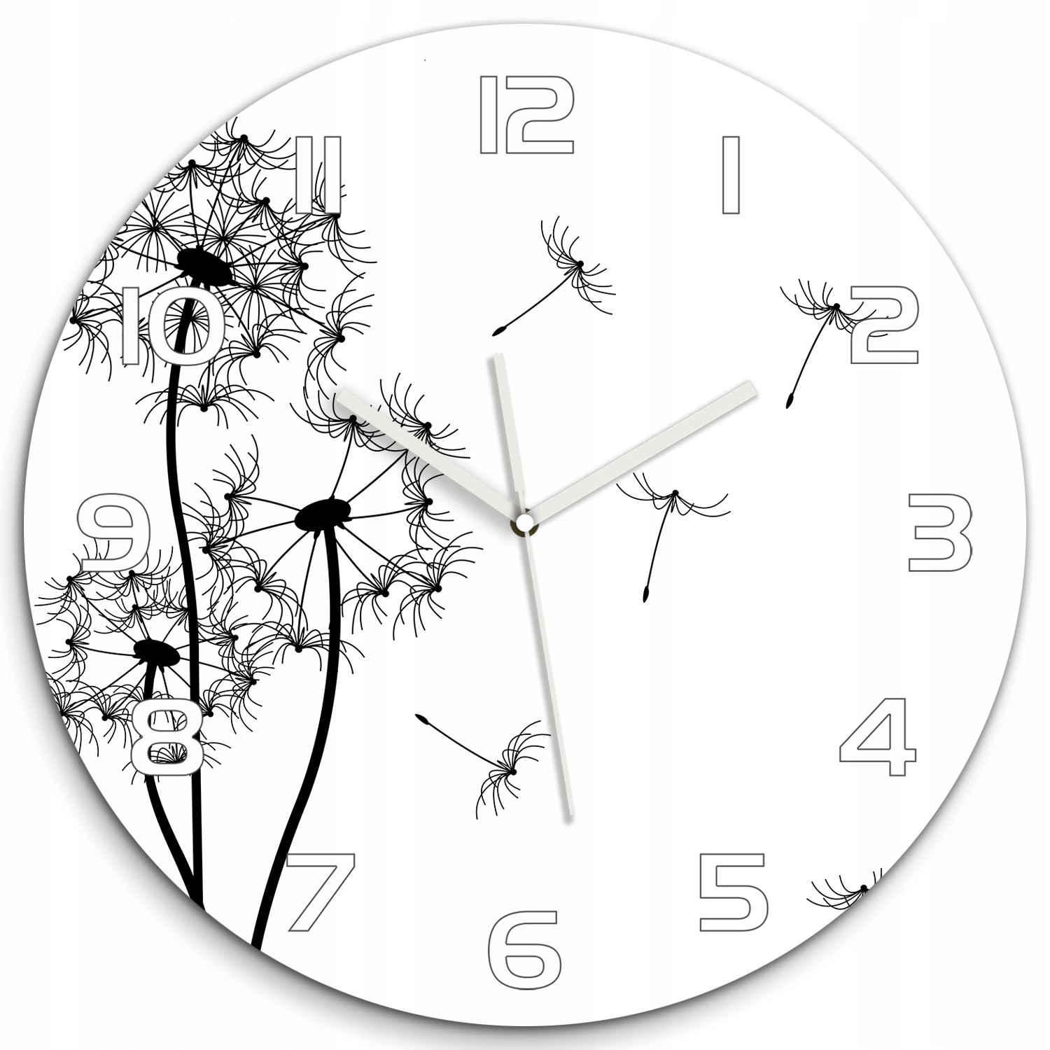 

Duży okrągły zegar szkło hartowane Dmuchawce fi 60