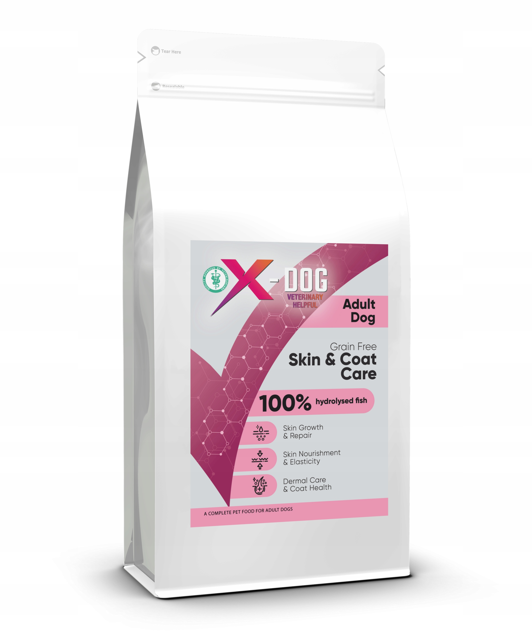 Karma weterynaryjna na zdrową sierść i skórę dla psa z łososiem 1,5kg X-dog