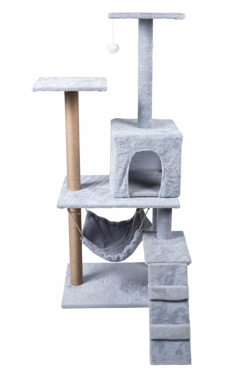 Levně Škrabadlo pro kočky pelíšek věž domeček schůdky 4 úrovně šedé