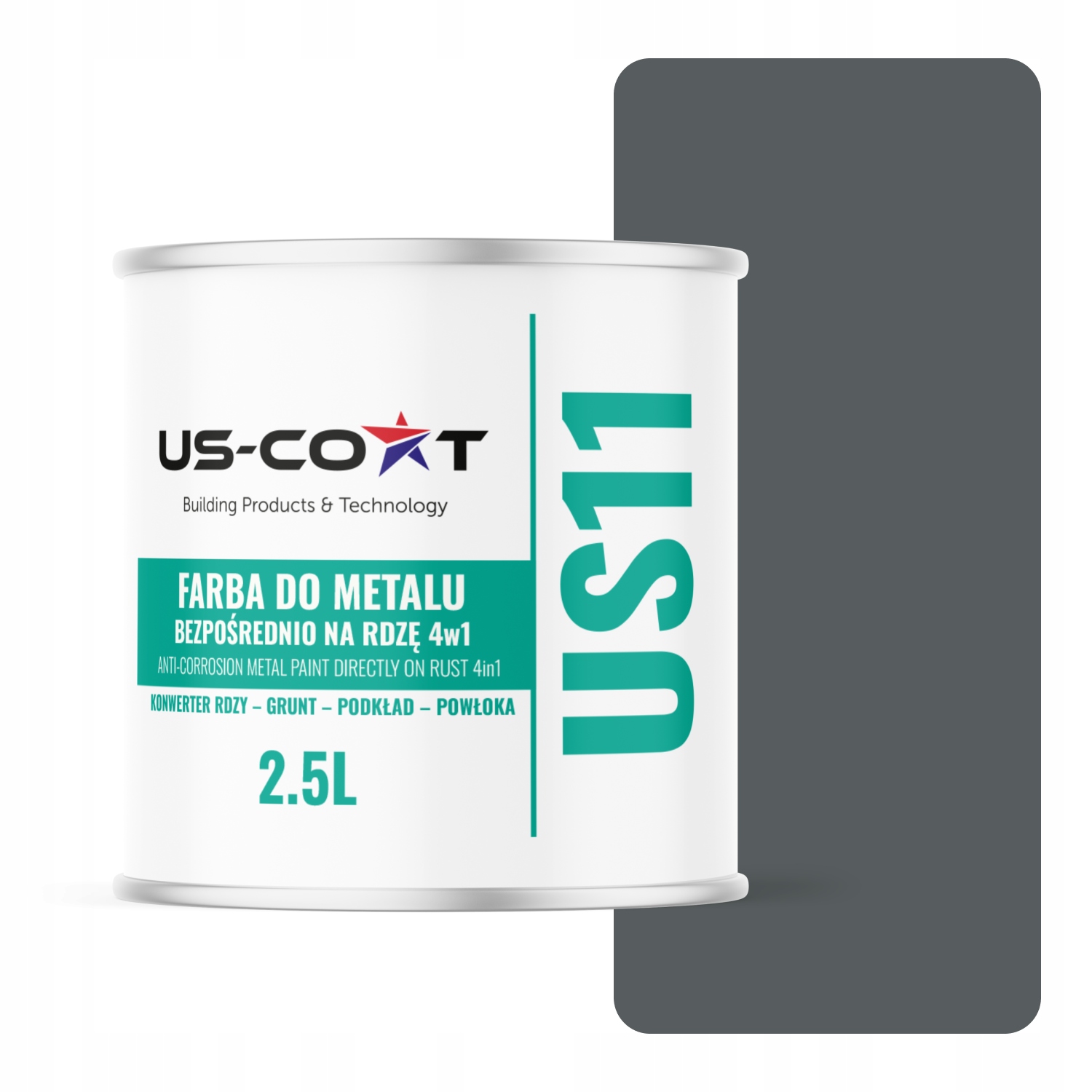 Farba Na Kov Na Plech Pozinkovaná 4v1 Šedá Bazaltová RAL7012 Mat 2,5L