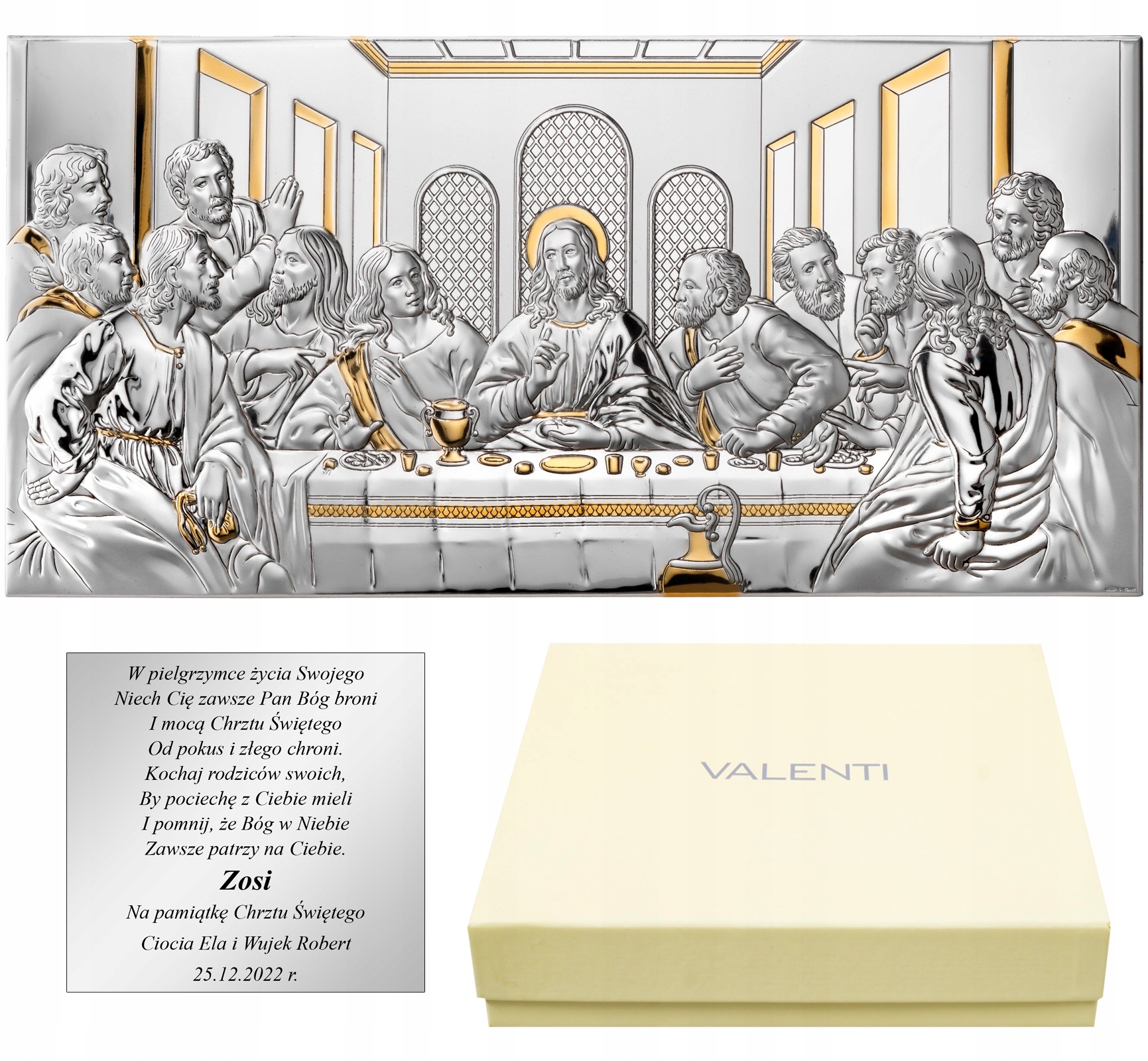 Poslední Večeře Velký Stříbrný Obraz S Gravírováním