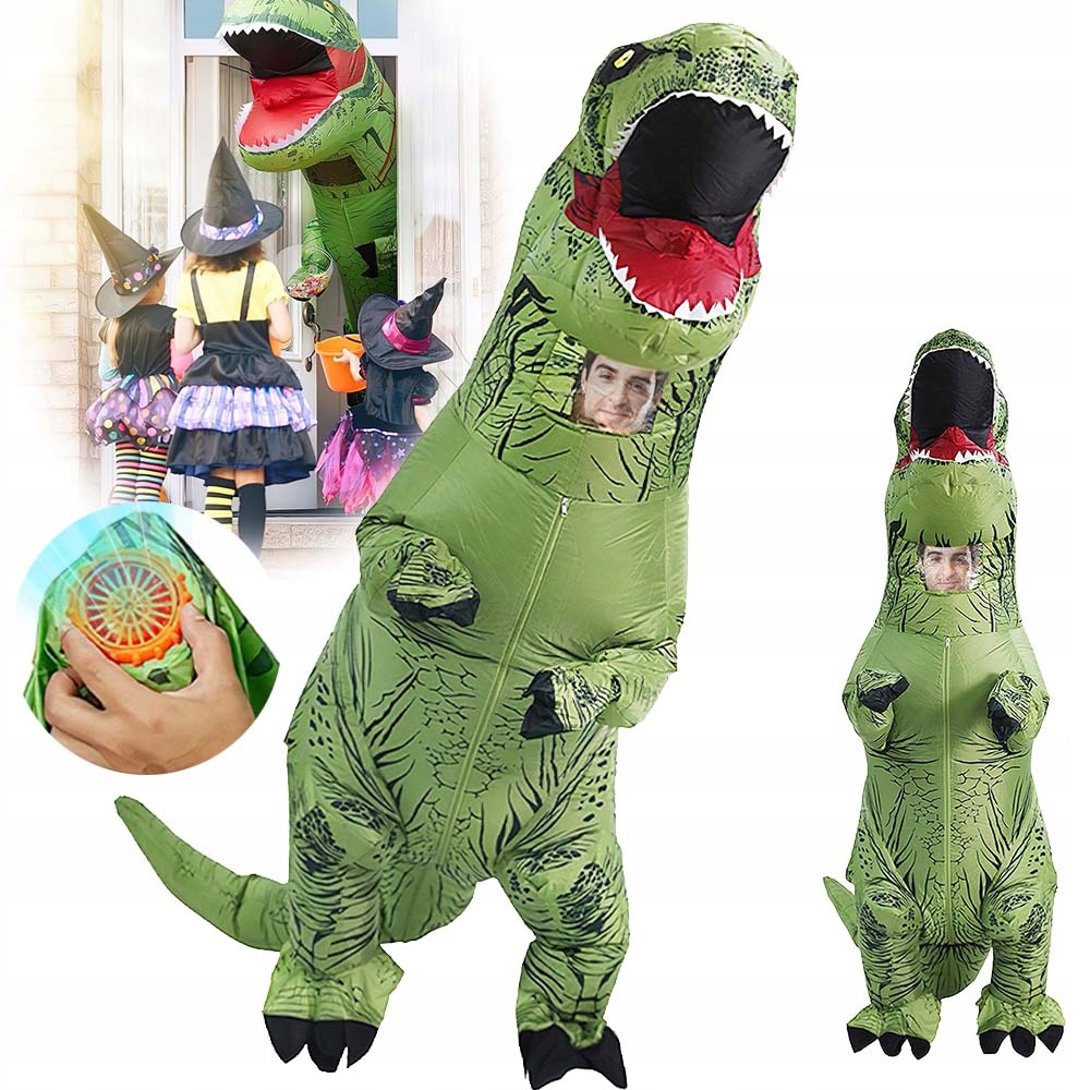 Nafukovací Převlek Kostým Dinosaurus T-rex Jezdec 155-190 CM Size Unisex