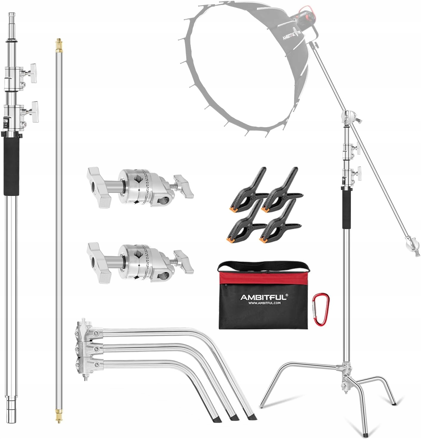 Statyw Oświetleniowy Fotograficzny C-stand 320CM 30KG Stal Nierdzewna