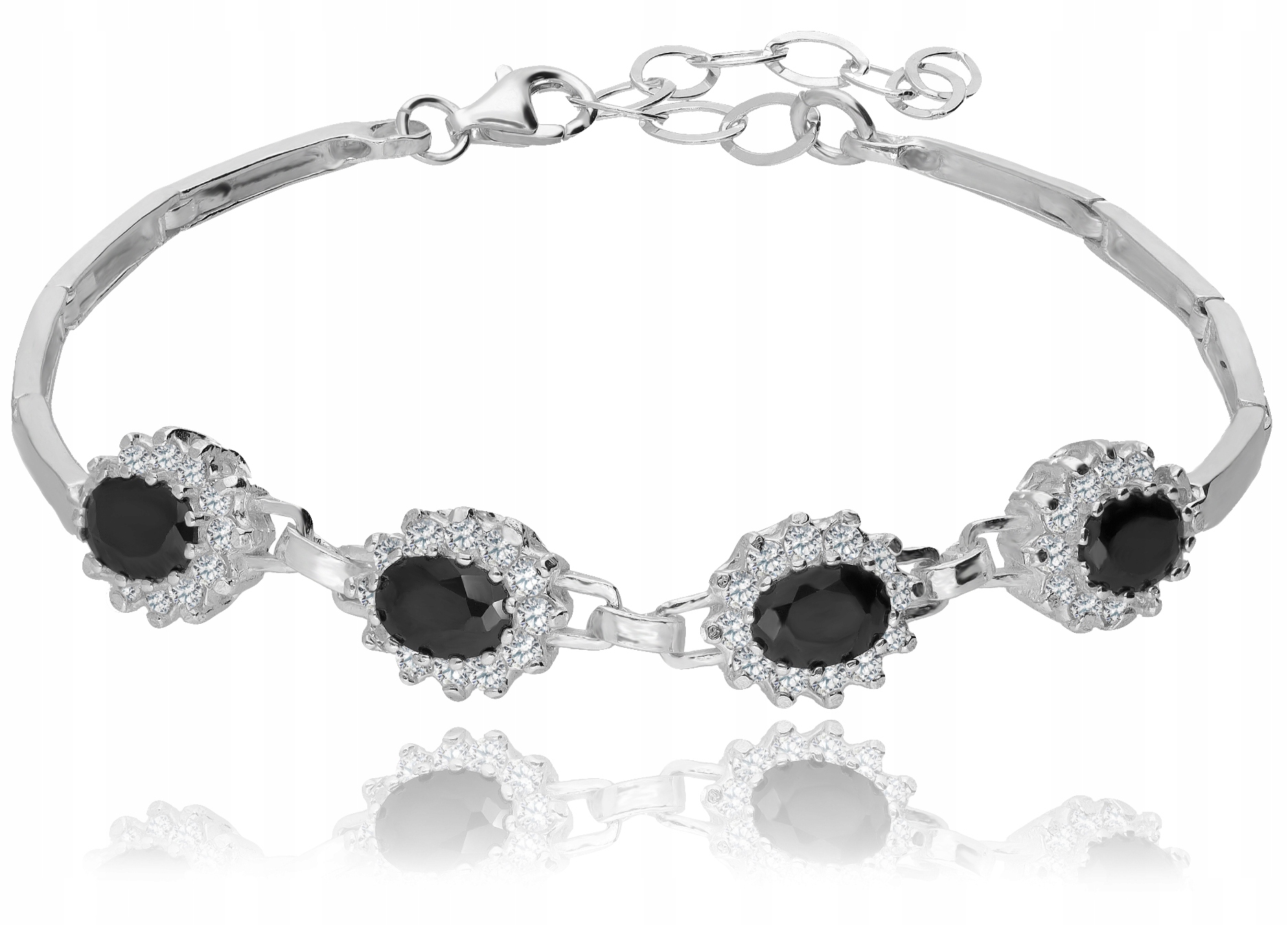 Stříbrný Dámský Náramek Markýza Černé A Bílé Zirkony