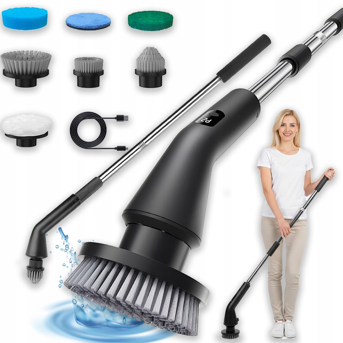 Levně Elektrický Čisticí Kartáč Rotační Bezdrátový 7V1 2000 mAh