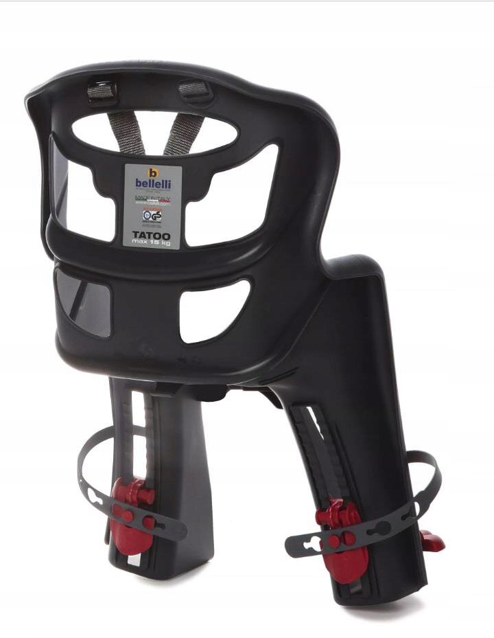 Fotelik rowerowy Bellelli Tatoo Handlefix - szary, na przód. Model FOTELIK BELLELLI TATOO HANDLEFIX SZARY PRZÓD
