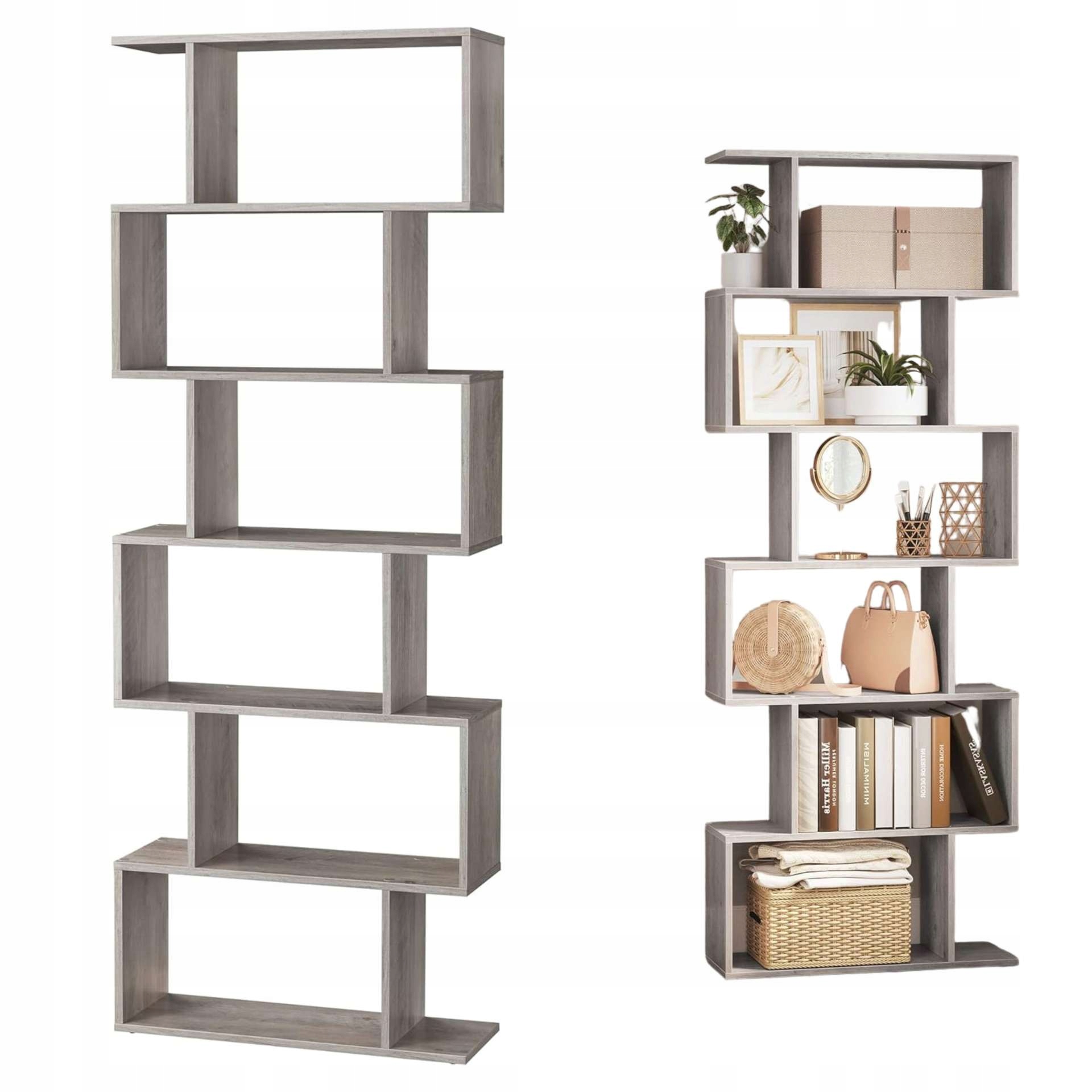 Regál Polica Na Knihy 6 Úrovní Voľne Stojaca Dekoratívna Moderná Kancelária