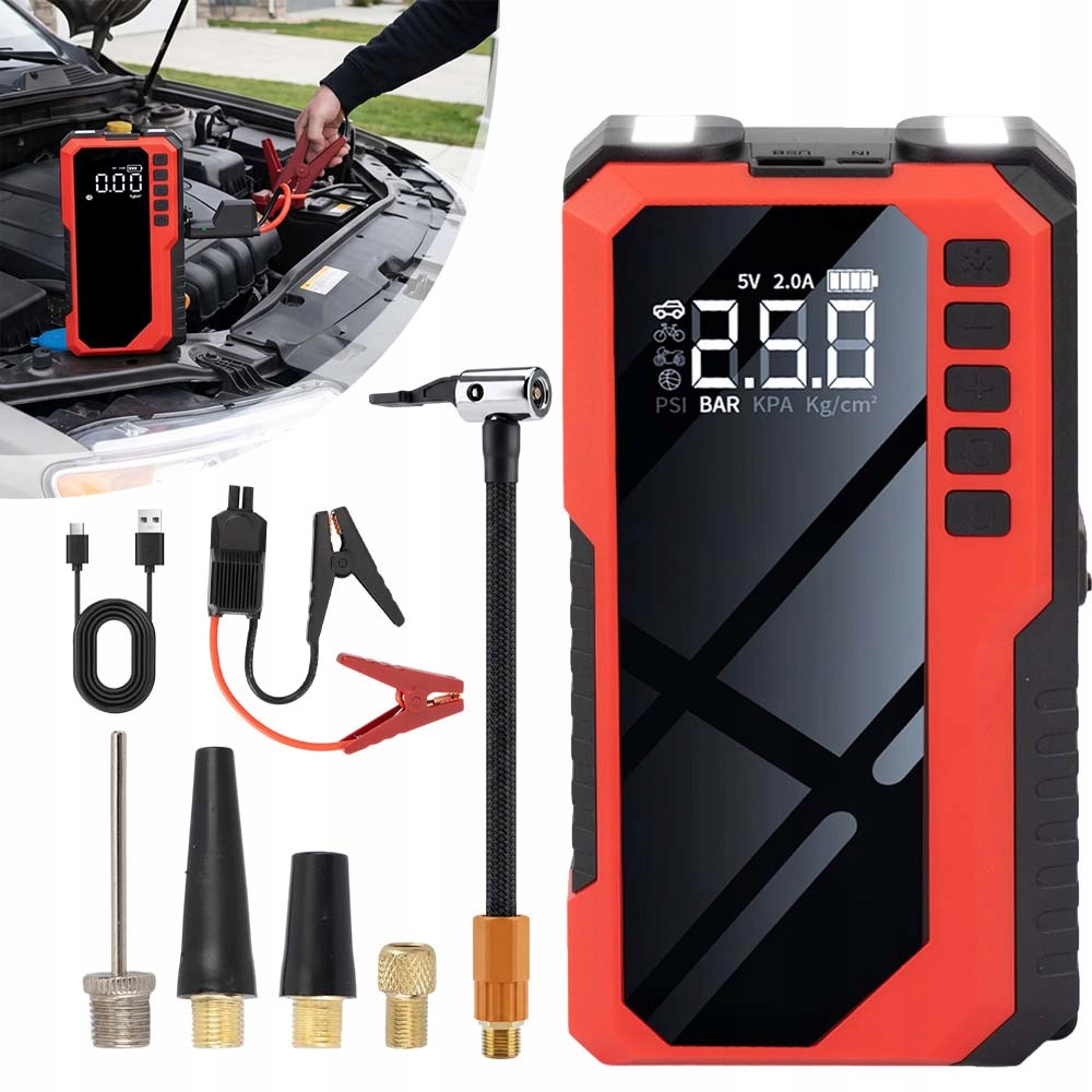 Booster Štartér Jump Starter Kompresor Powerbank Pumpa Puzdro Led 1200A