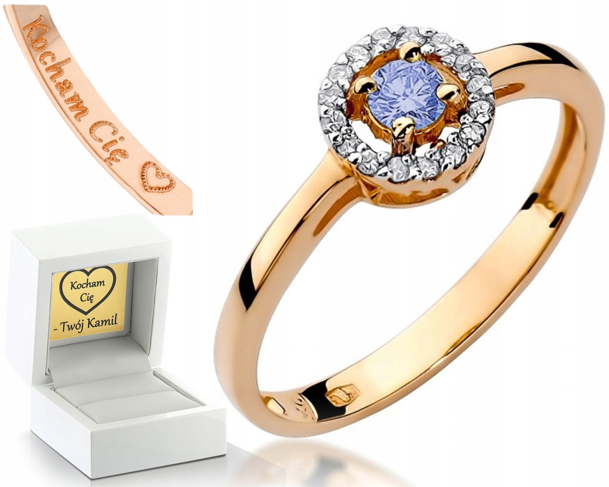 Prstýnek Z Růžového Zlata S Brilianty Tanzanit 585