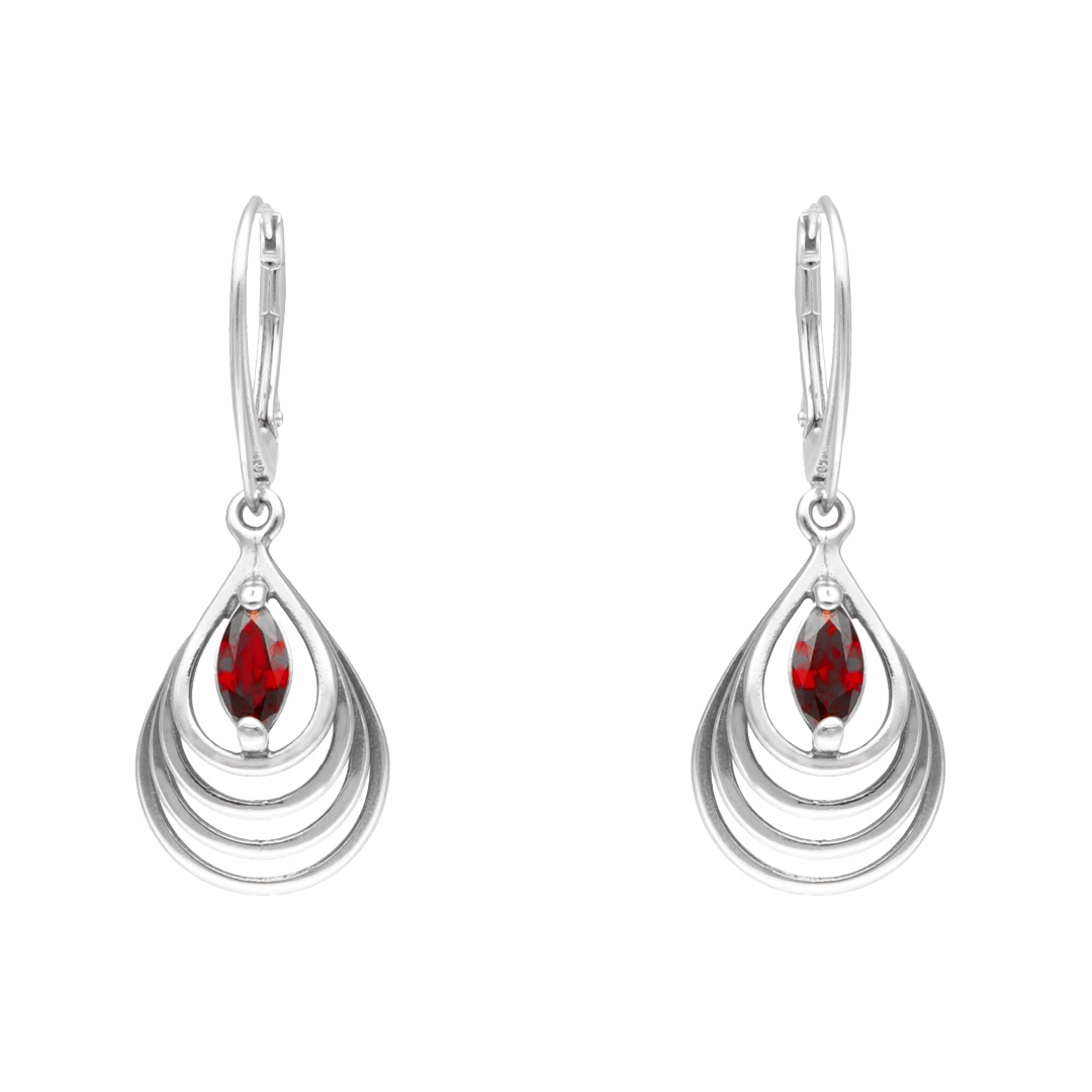 Náušnice spirálové slzy s vínovými zirkony stříbro