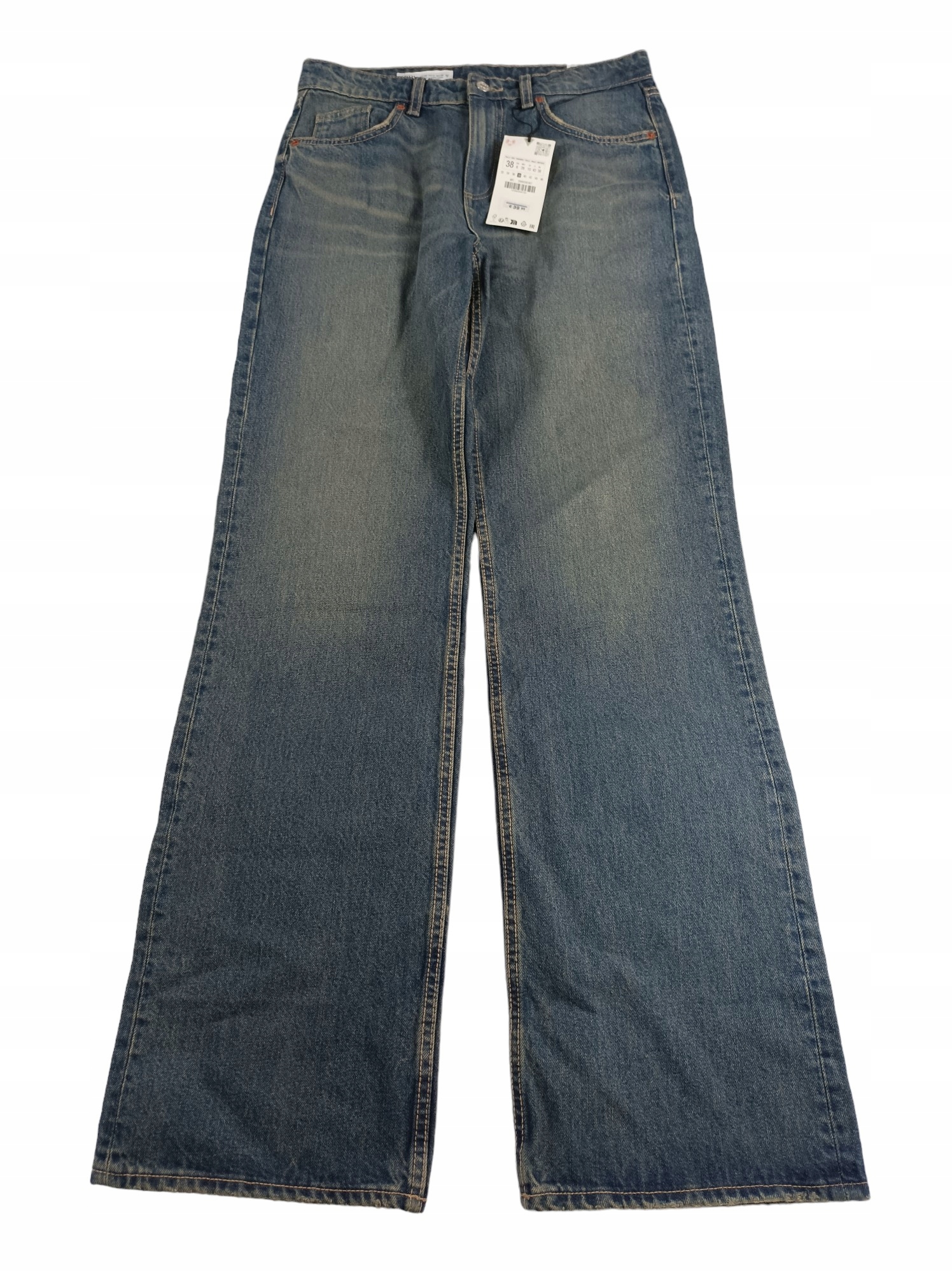 Zara 2569/030/407, jeansy damskie z szeroką nogawką, r. 38