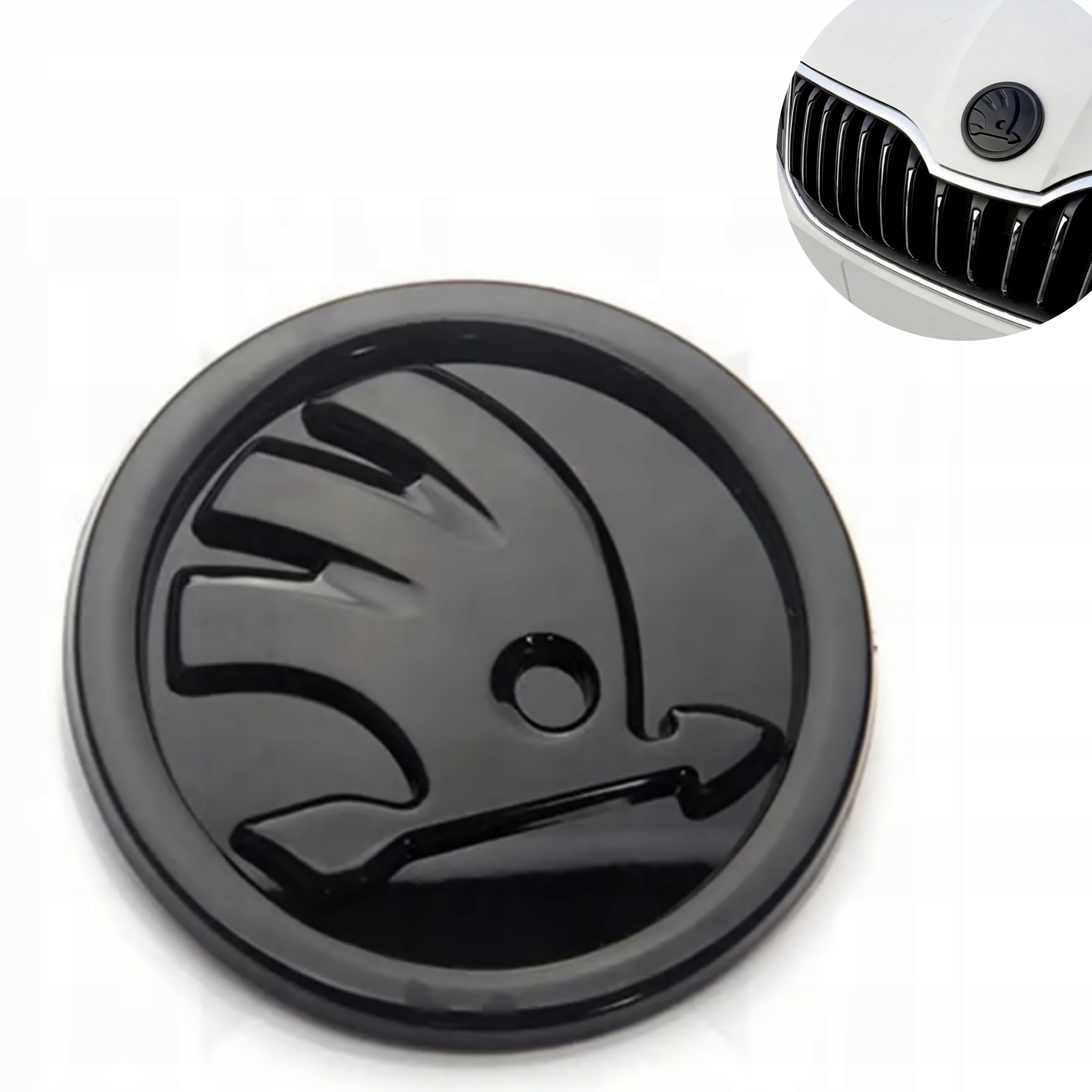 Emblemat Logo Znaczek Do Skoda 80MM Czarny Połysk Na Klapę Tył Przód Nowy
