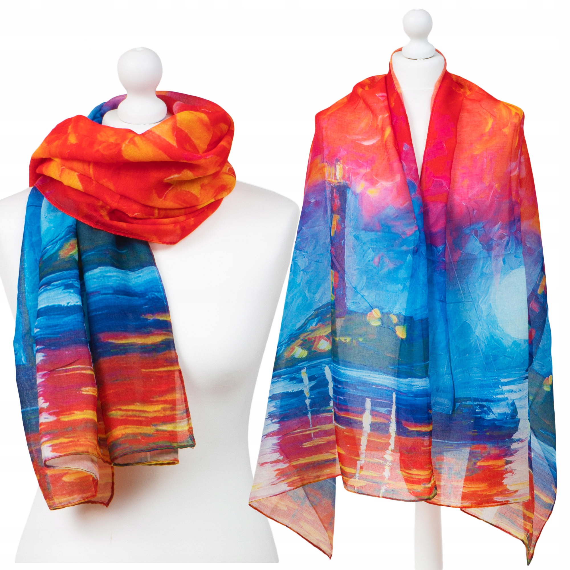 Duży Wiosenny Szal Chusta Apaszka Piękne Wzory Art