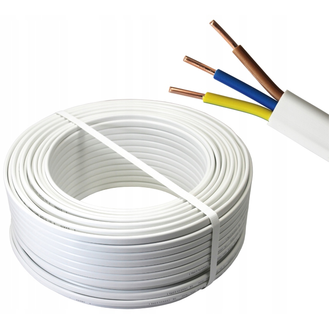 Kabel instalační plochý YDYp 450/750V 3x2,5 Bílý 100 m Role Nkt