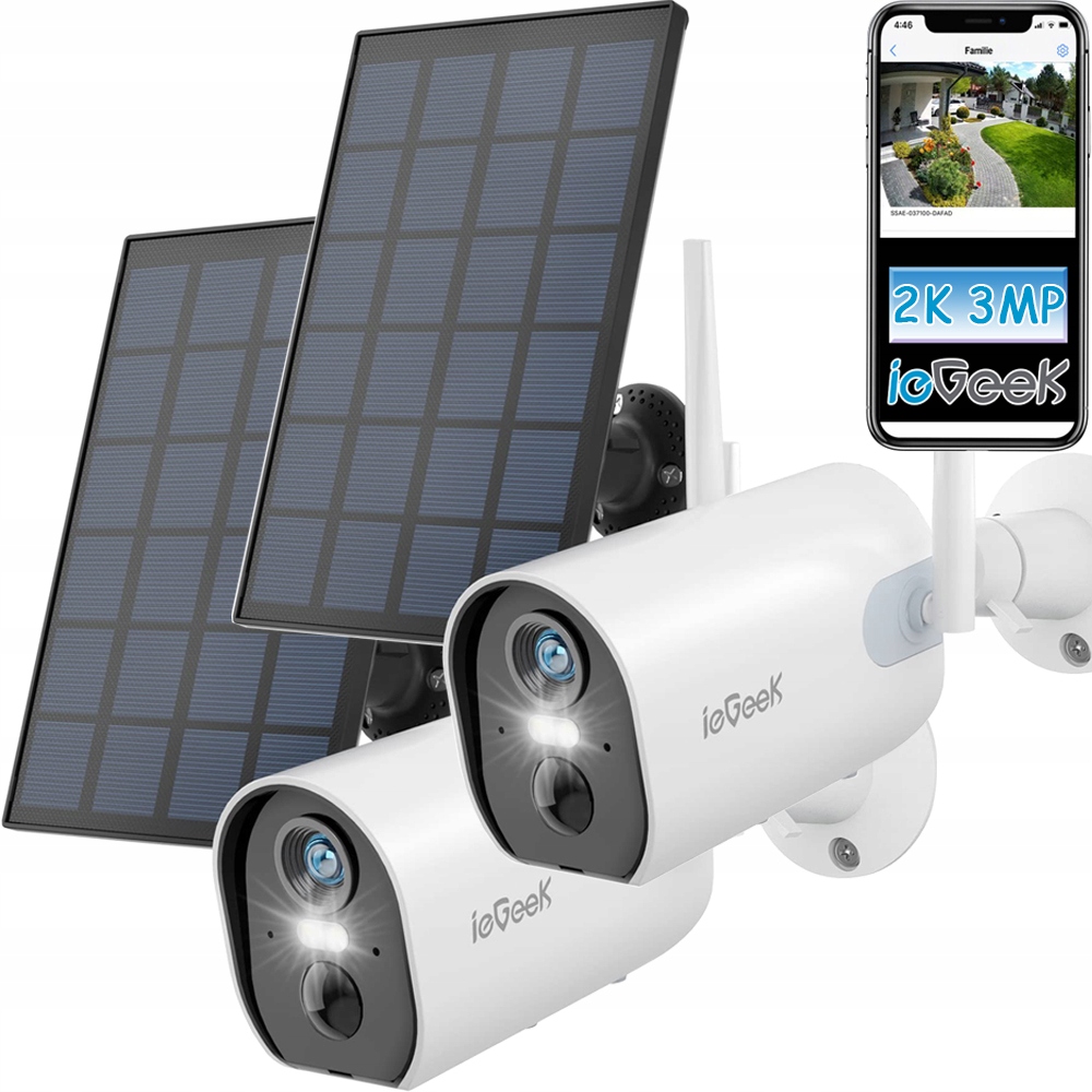 

Kamera Zewnętrzna Solarna Wifi 3MP z Czujnikiem x2