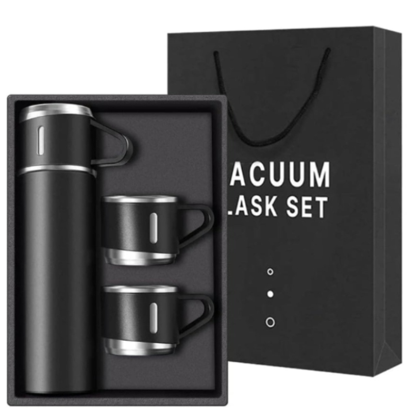 Termos Kubek Termiczny Z Filiżankami 3X Zestaw Black 500ML